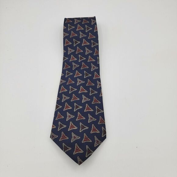 Men’s Necktie Italian Made Silk Blend Tie, Blue Maroon Size 56 By 4 Inch Vintage - Picture 2 of 6